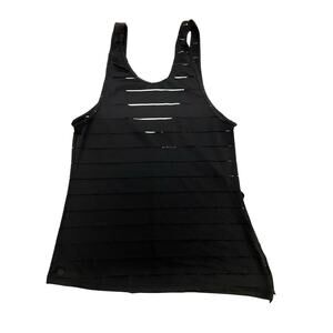 Athleta Women's Size S Tank with One Slit Side Sheer Stripes Black Athletic Top